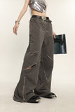 Stetnode back to school spring outfit China Solid Color Cut Out Multi-Zipper Straight Wide Leg Pants