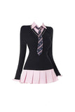 Stetnode Black Pink Preppy Dress