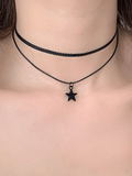 Stetnode Black Star Double Layered Choker Necklace