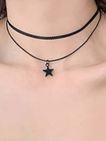 Stetnode Black Star Double Layered Choker Necklace