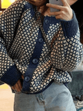 Stetnode Button Front Jacquard Knit Cardigan