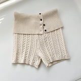 Stetnode Retro Knitted Suit Women's Solid High Neck Zipper Top Twist Shorts Suit Casual High Waist Knitted Shorts Sweater Suit