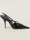 Stetnode Belt Buckle Hollow Pointed-Toe Split-Joint Pumps Sandals Sling Shoes