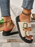 Stetnode Belt Buckle Hollow Open Toe Shiny Sandals Slippers