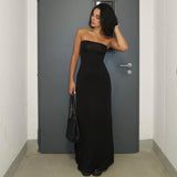 Stetnode Elegant Solid Slim Strapless Slit Elegant Womne'S Dresses Evening Party Club Wholesale Winter Sexy Y2K Casual ClothingChristmas Gifts