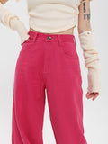 Stetnode back to school spring outfit Ferra Rose Pink High Waist Straight Leg Denim Pants