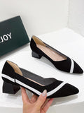 Stetnode Contrast Color Pointed-Toe V-Cut Pumps