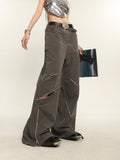 Stetnode back to school spring outfit China Solid Color Cut Out Multi-Zipper Straight Wide Leg Pants