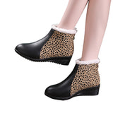 Stetnode Women's Shoes 2024 Hot Sale Back Zipper Women's Boots Fashion Leopard Print Modern Boots Women Winter Plus Velvet Ankle BootsChristmas Gifts