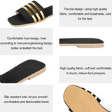 Stetnode Women Slippers 2024 New Metal Striped Summer Flat Shoes Fashion Slip on Slides Outdoor Female Casual Women Sandals Plus Size 43