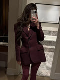 Stetnode Spring Outfits Elegant Women's Slim Fit Suit Jacket Fashion Solid Long Sleeve Pockets Single Breasted Lapel Female Blazer Coat Street Outerwear