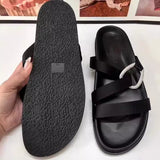 Stetnode Women Chic Rhinestone Flat Sandals Black Rounded Toe Casual Flat Slippers 2024 Summer New Outdoor Woman's Flip-flops Shoes