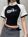 Stetnode Contrasting Zip-Up Crop Top