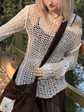 Stetnode Crochet Hollow Long Sleeve Knit Top