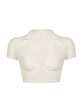 Stetnode Cropped Open Front Sheer Mesh Blouse