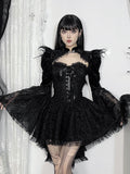 Stetnode Black bow lace doll tube dress