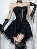 Stetnode Black bow lace doll tube dress