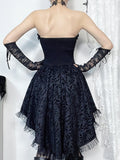 Stetnode Black bow lace doll tube dress