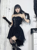 Stetnode Black bow lace doll tube dress