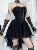 Stetnode Black bow lace doll tube dress