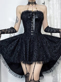 Stetnode Black bow lace doll tube dress