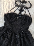 Stetnode Darkness princess halter cross lace dress