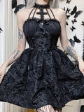 Stetnode Darkness princess halter cross lace dress