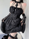 Stetnode Darkness princess halter cross lace dress