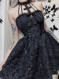 Stetnode Darkness princess halter cross lace dress