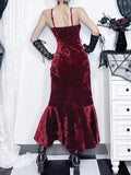 Stetnode Elegant gem red flounced dress