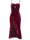 Stetnode Elegant gem red flounced dress