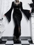 Stetnode Goth belt slit dress