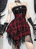 Stetnode Gothic doll red plaid tube dress