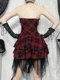 Stetnode Gothic doll red plaid tube dress