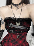 Stetnode Gothic doll red plaid tube dress