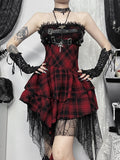 Stetnode Gothic doll red plaid tube dress