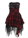 Stetnode Gothic doll red plaid tube dress