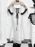 Stetnode Gothic white lace fishtail dress