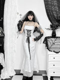 Stetnode Gothic white lace fishtail dress