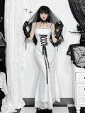 Stetnode Gothic white lace fishtail dress