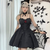 Stetnode Rose lace ribbon suspenders dress