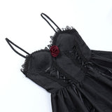 Stetnode Rose lace ribbon suspenders dress