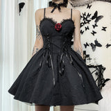 Stetnode Rose lace ribbon suspenders dress