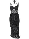 Stetnode Sexy goth jacquard halter dress