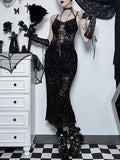 Stetnode Sexy goth jacquard halter dress