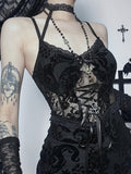 Stetnode Sexy goth jacquard halter dress