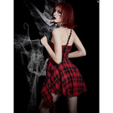 Stetnode Spicy goth belts irregular tube dress