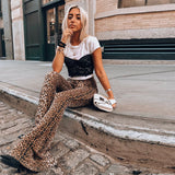 Stetnode High Waist Leopard Tiger Print Flare Leggings 2024 Women Design Sexy Trousers Club Flare Legs Pants Casual Women ClothingChristmas Gifts