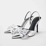 Stetnode Women Red Wedding High-heele Fashion Pointed Toe Slingback Bow Hasp Female Sandals 2024 Autumn Party Dress Shoes Woman Pump