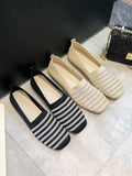 Stetnode Breathable Contrast Color Striped Flat Shoes